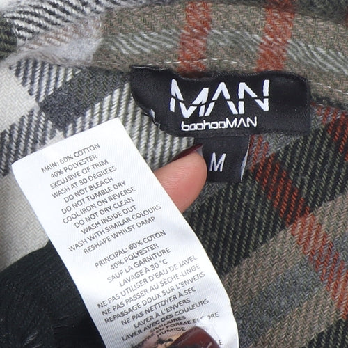 boohooMAN Men's Multicoloured Checked Flannel Button-Up Shirt M