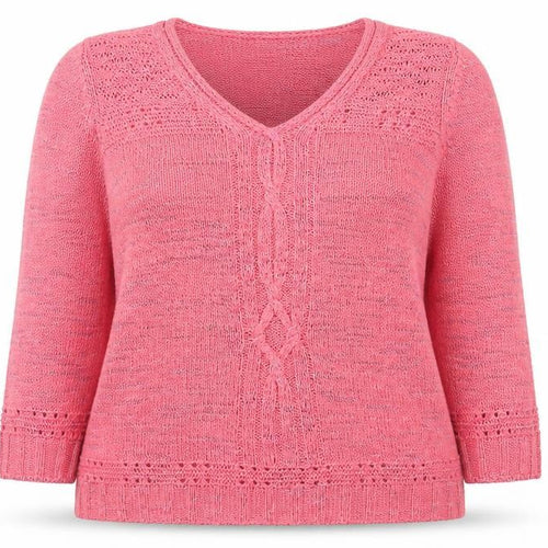 Olsen Womens Pink V-Neck Long Sleeve Knit Jumper Size 20