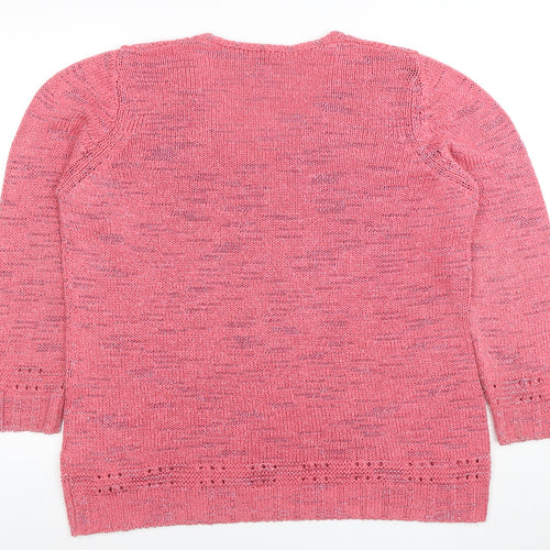 Olsen Womens Pink V-Neck Long Sleeve Knit Jumper Size 20