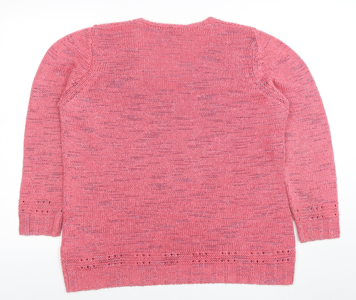 Olsen Womens Pink V-Neck Long Sleeve Knit Jumper Size 20