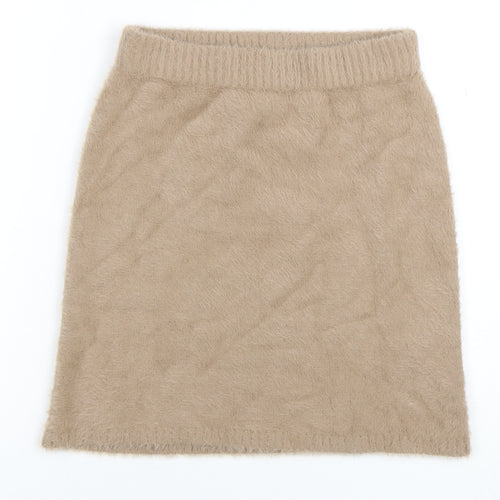 Hollister Women Beige Ultra High-Rise Mini Skirt XS A-Line Fluffy Knit