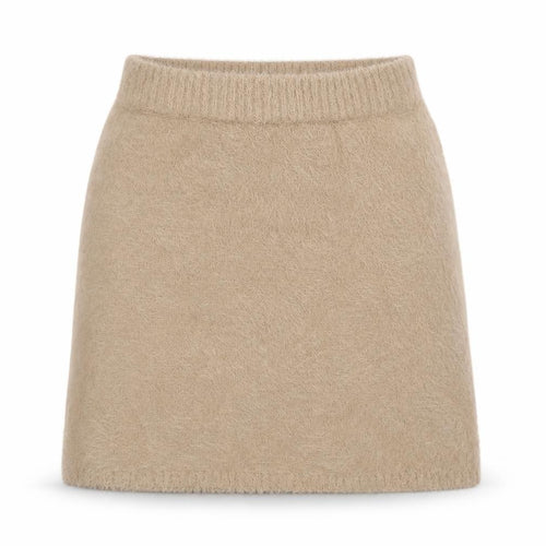 Hollister Women Beige Ultra High-Rise Mini Skirt XS A-Line Fluffy Knit