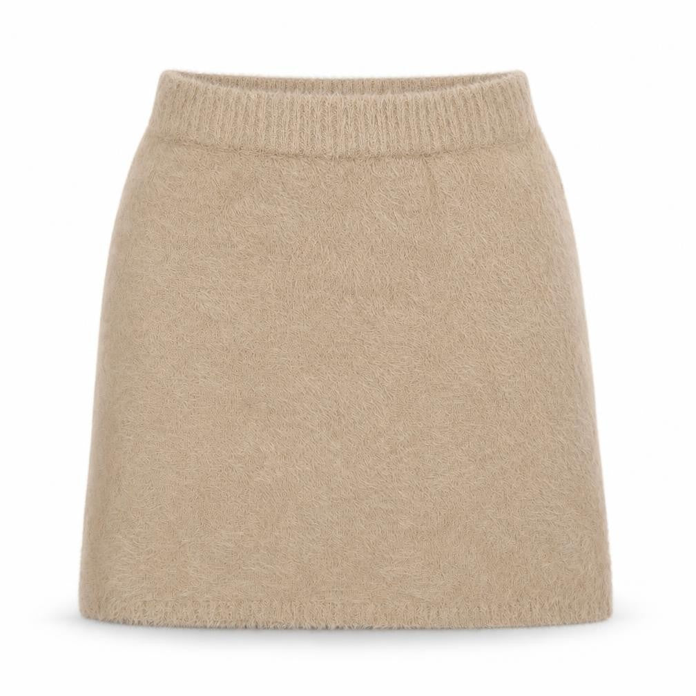 Hollister Women Beige Ultra High-Rise Mini Skirt XS A-Line Fluffy Knit