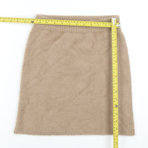 Hollister Women Beige Ultra High-Rise Mini Skirt XS A-Line Fluffy Knit