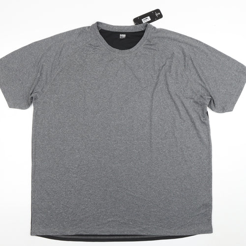 Dunnes Stores Men's Grey & Black XX Large Regular Fit Short Sleeve Active T-Shirt