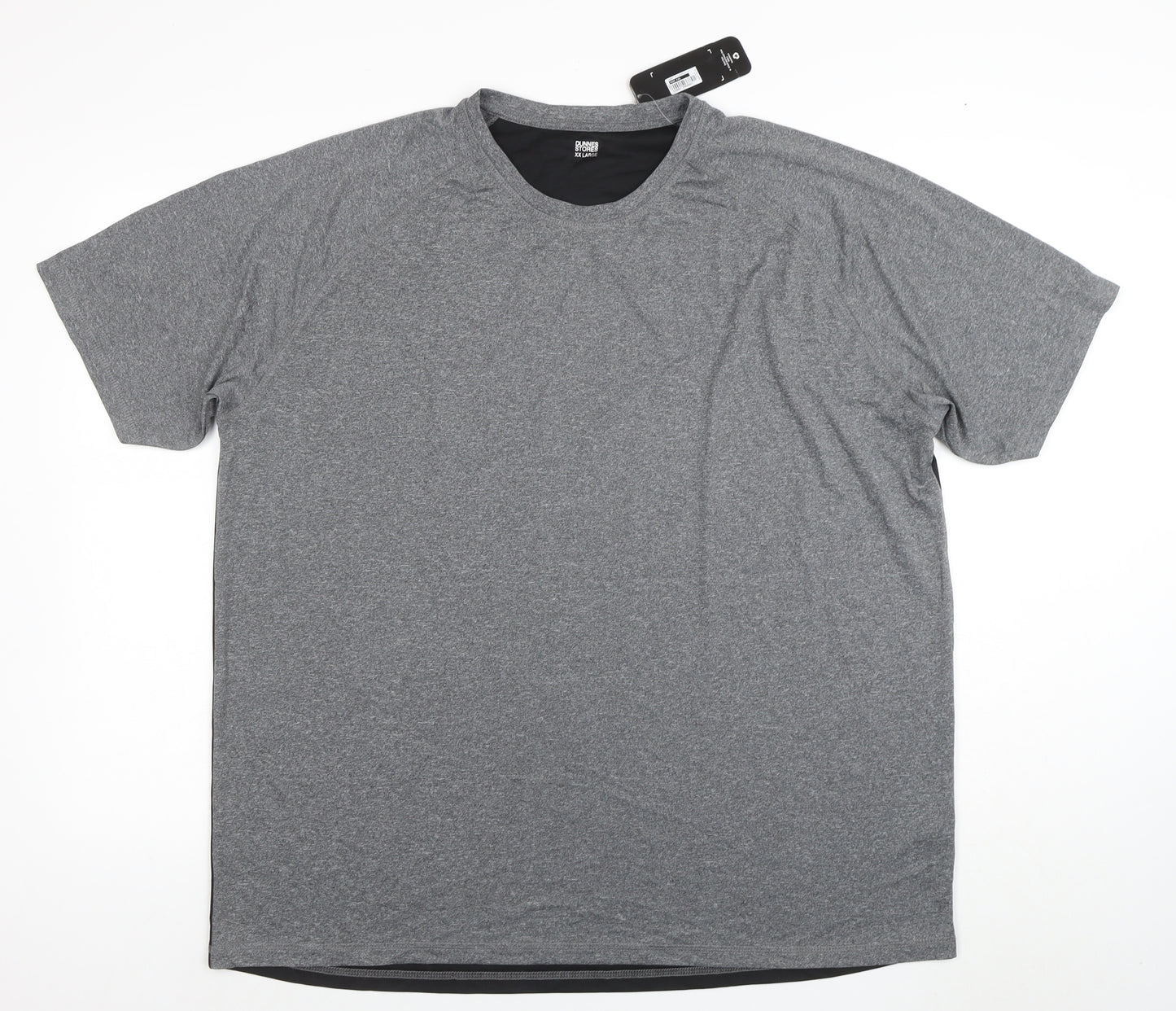 Dunnes Stores Men's Grey & Black XX Large Regular Fit Short Sleeve Active T-Shirt