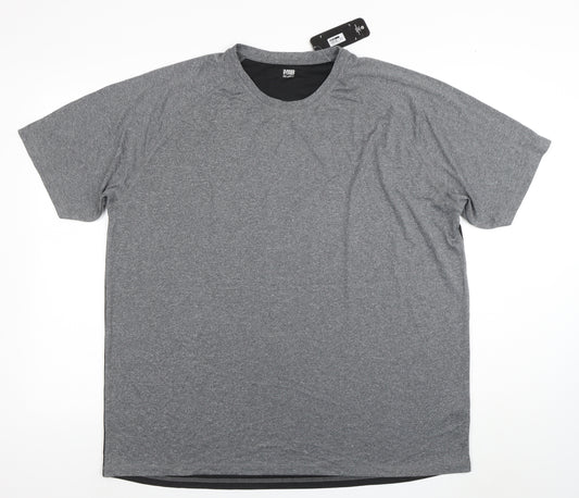 Dunnes Stores Men's Grey & Black XX Large Regular Fit Short Sleeve Active T-Shirt