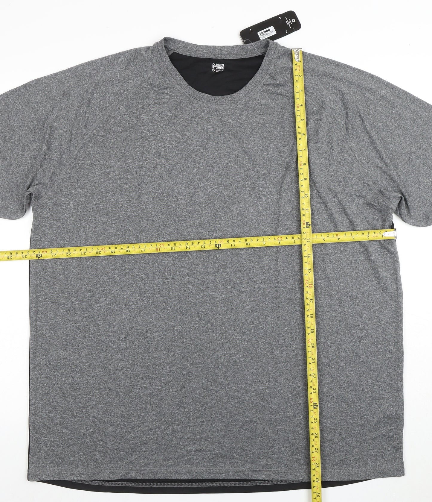 Dunnes Stores Men's Grey & Black XX Large Regular Fit Short Sleeve Active T-Shirt