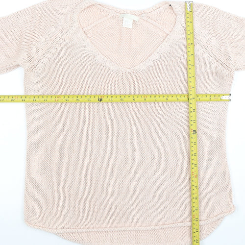 BASIC Women’s Beige Cotton V-Neck Knit Jumper Size S