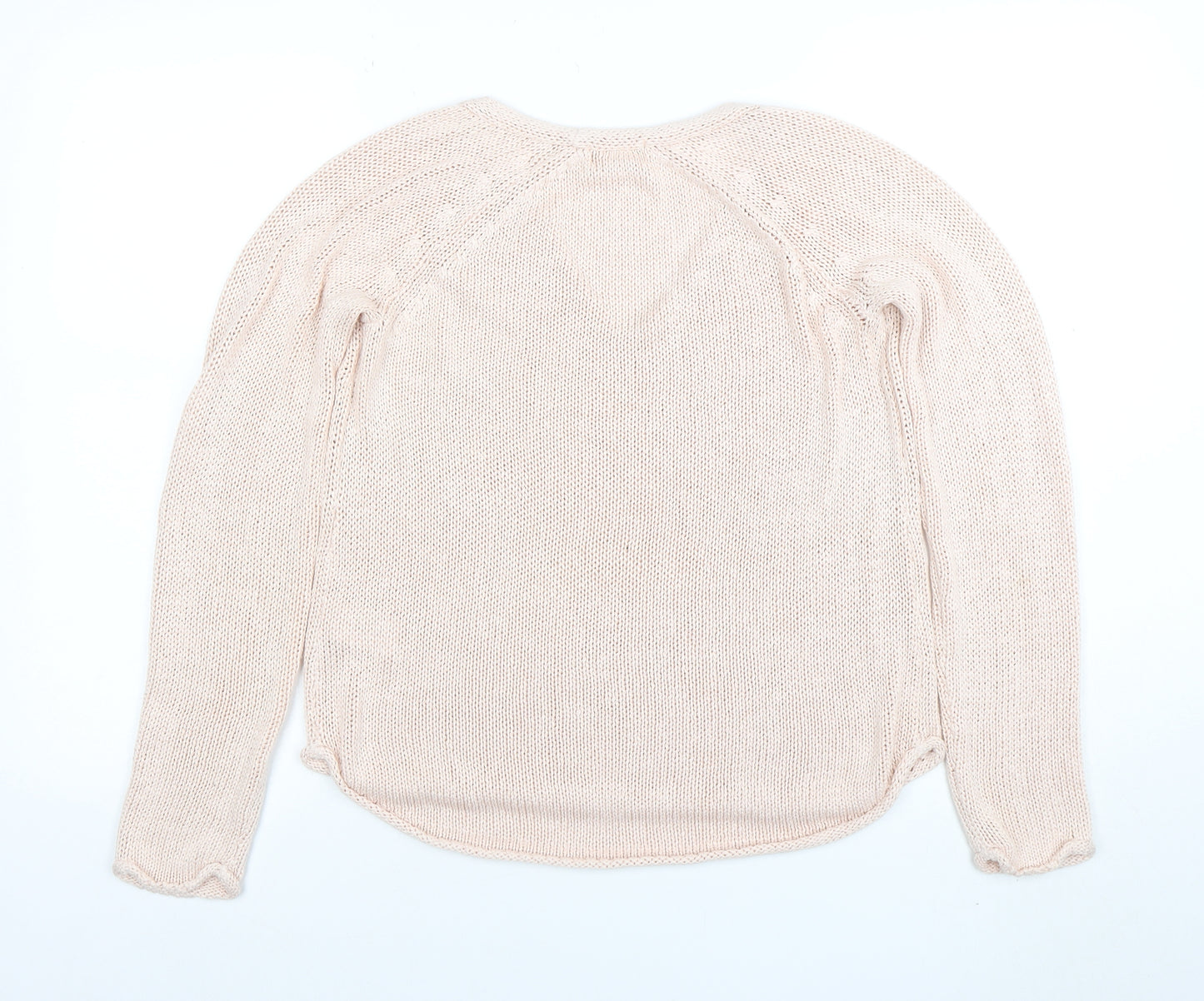 BASIC Women’s Beige Cotton V-Neck Knit Jumper Size S