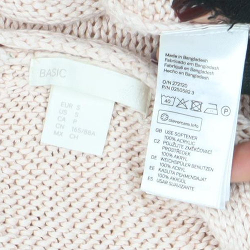 BASIC Women’s Beige Cotton V-Neck Knit Jumper Size S