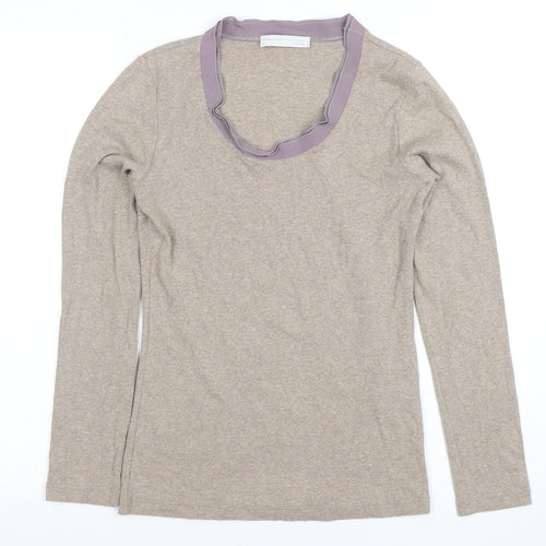 Fabiana Filippi Women Beige Long Sleeve Silk Blend Top Size 10