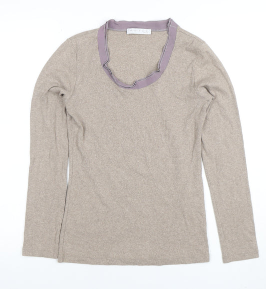 Fabiana Filippi Women Beige Long Sleeve Silk Blend Top Size 10