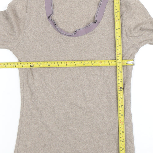 Fabiana Filippi Women Beige Long Sleeve Silk Blend Top Size 10