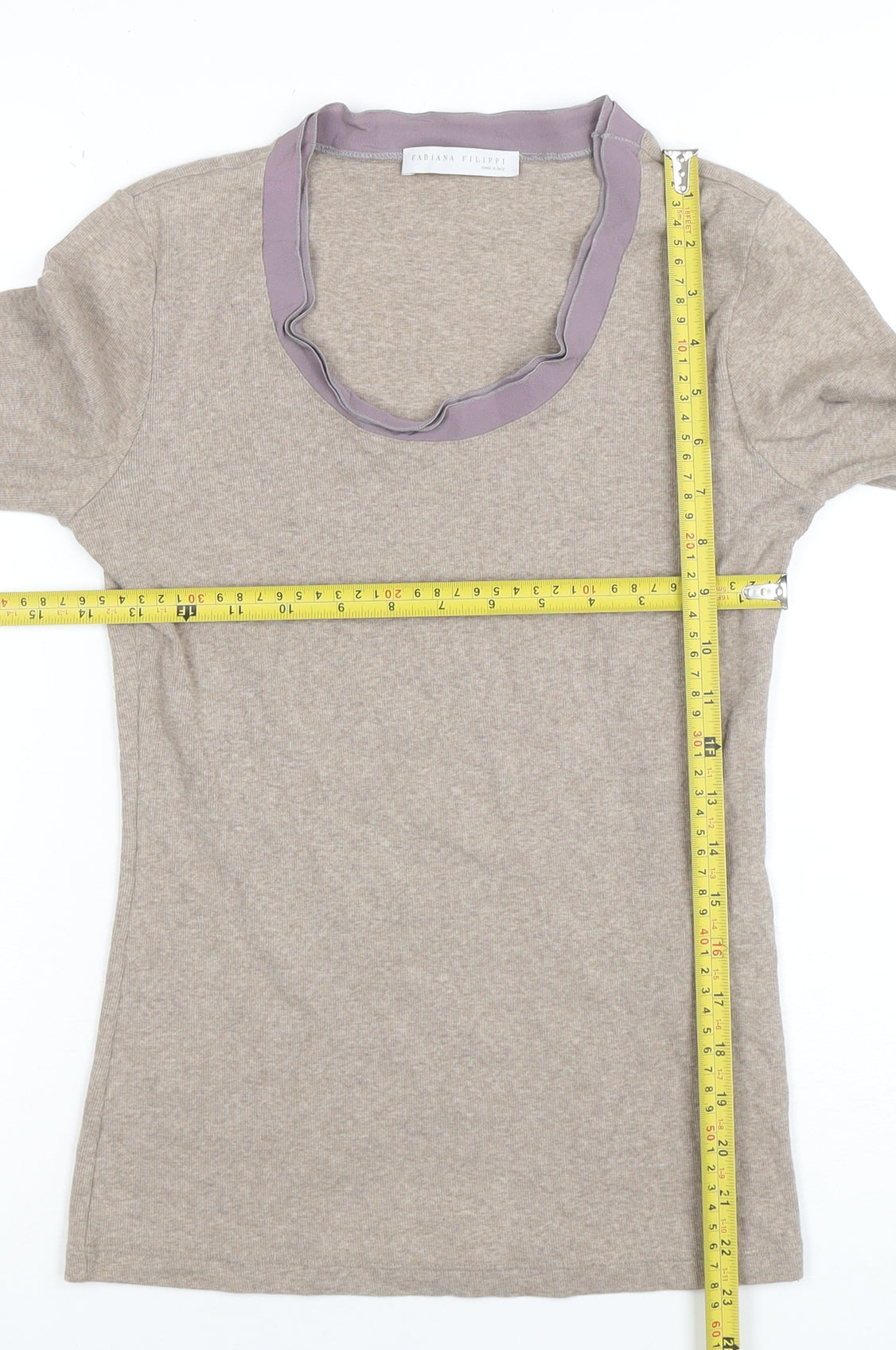 Fabiana Filippi Women Beige Long Sleeve Silk Blend Top Size 10