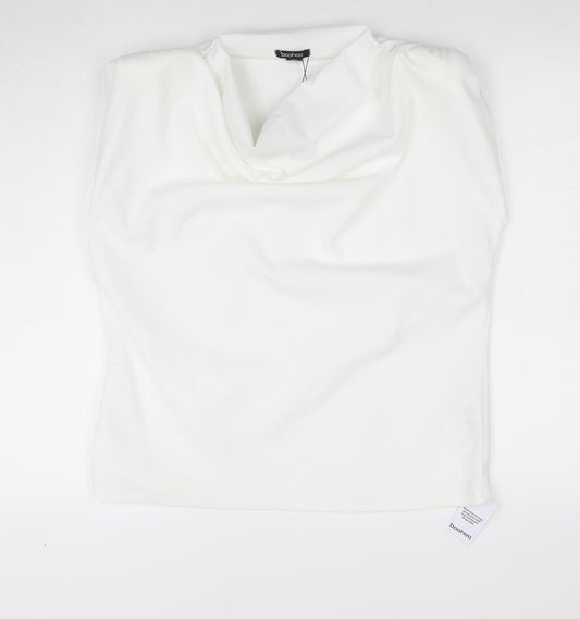 Boohoo Women's White Strapless Basic Stretch Tank Top Size 16
