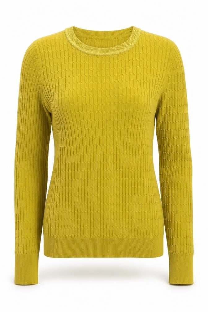 Front view of Next Women's Green Cable-Knit Crew Neck Long Sleeve Jumper, size 12