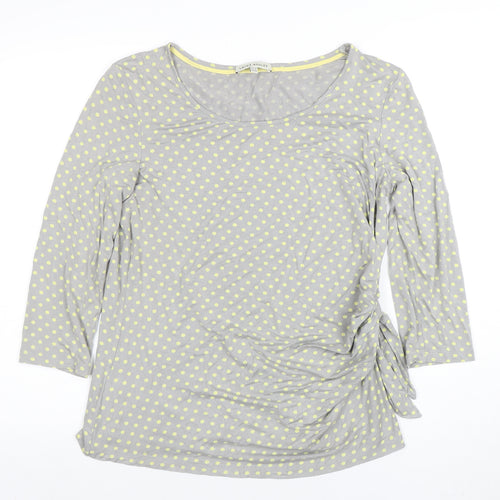 Laura Ashley Women's Grey Polka Dot 3/4 Sleeve Jersey Top Size 16