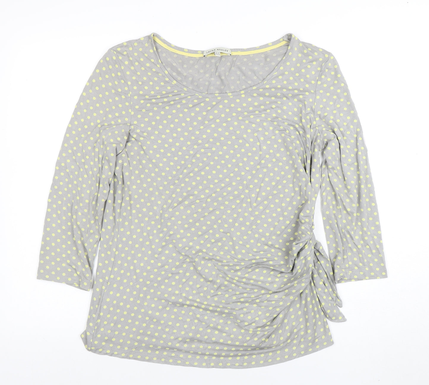 Laura Ashley Women's Grey Polka Dot 3/4 Sleeve Jersey Top Size 16