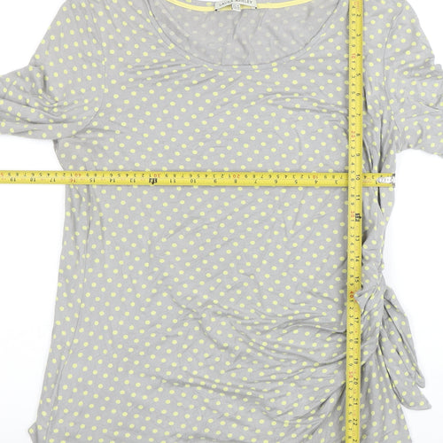 Laura Ashley Women's Grey Polka Dot 3/4 Sleeve Jersey Top Size 16