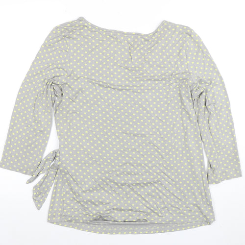 Laura Ashley Women's Grey Polka Dot 3/4 Sleeve Jersey Top Size 16