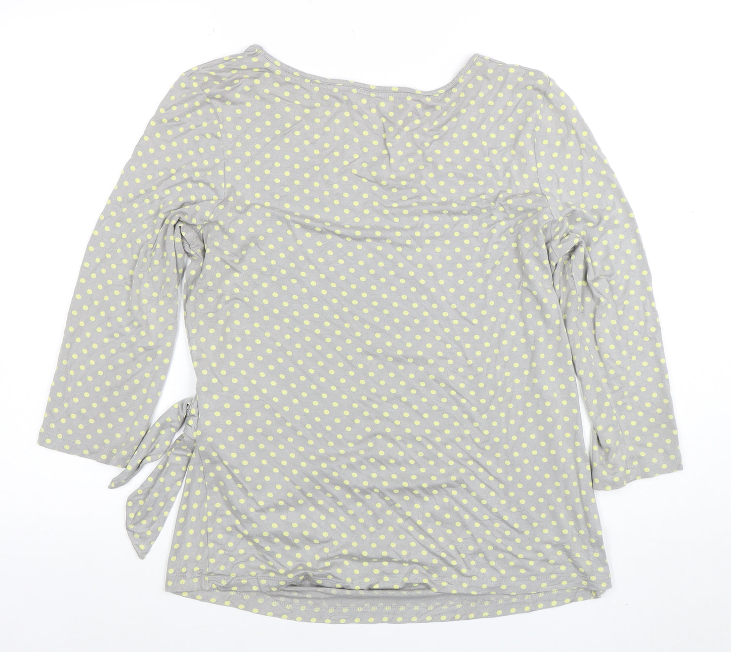 Laura Ashley Women's Grey Polka Dot 3/4 Sleeve Jersey Top Size 16