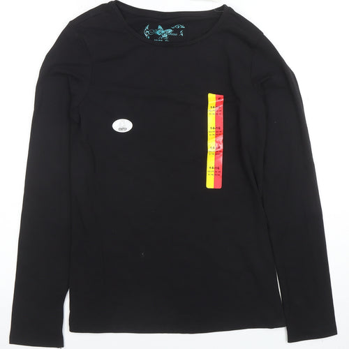 Anyplace Women's Black Long Sleeve Stretch Jersey T-Shirt Size 14-16