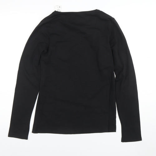 Anyplace Women's Black Long Sleeve Stretch Jersey T-Shirt Size 14-16