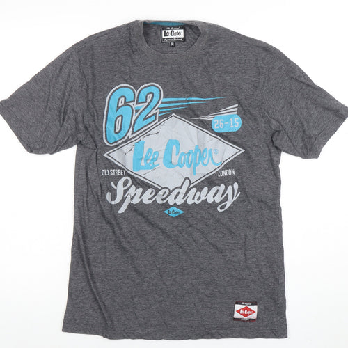 Lee Cooper Men's Grey Speedway Graphic Short Sleeve T-Shirt M