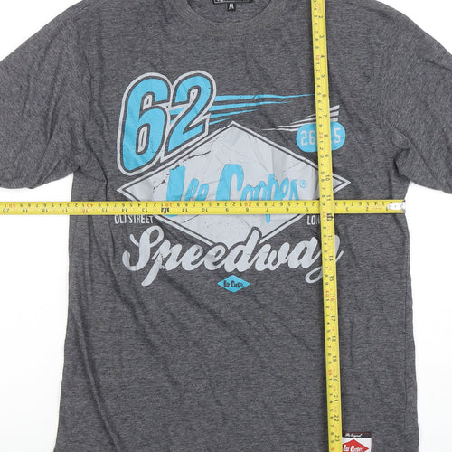 Lee Cooper Men's Grey Speedway Graphic Short Sleeve T-Shirt M
