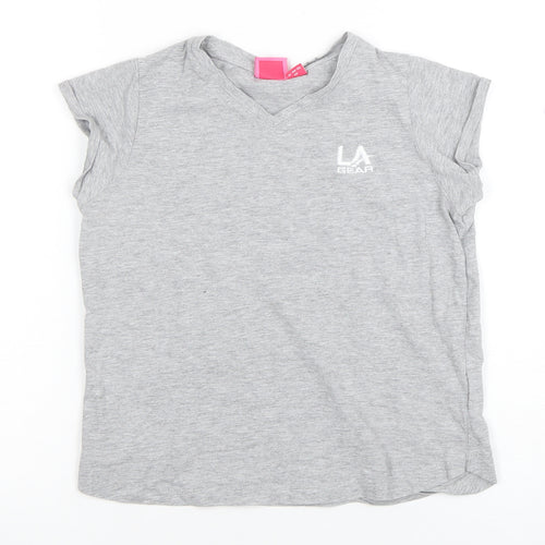 LA Gear Girls Grey V-Neck Short Sleeve Basic T-Shirt 11-12 Years