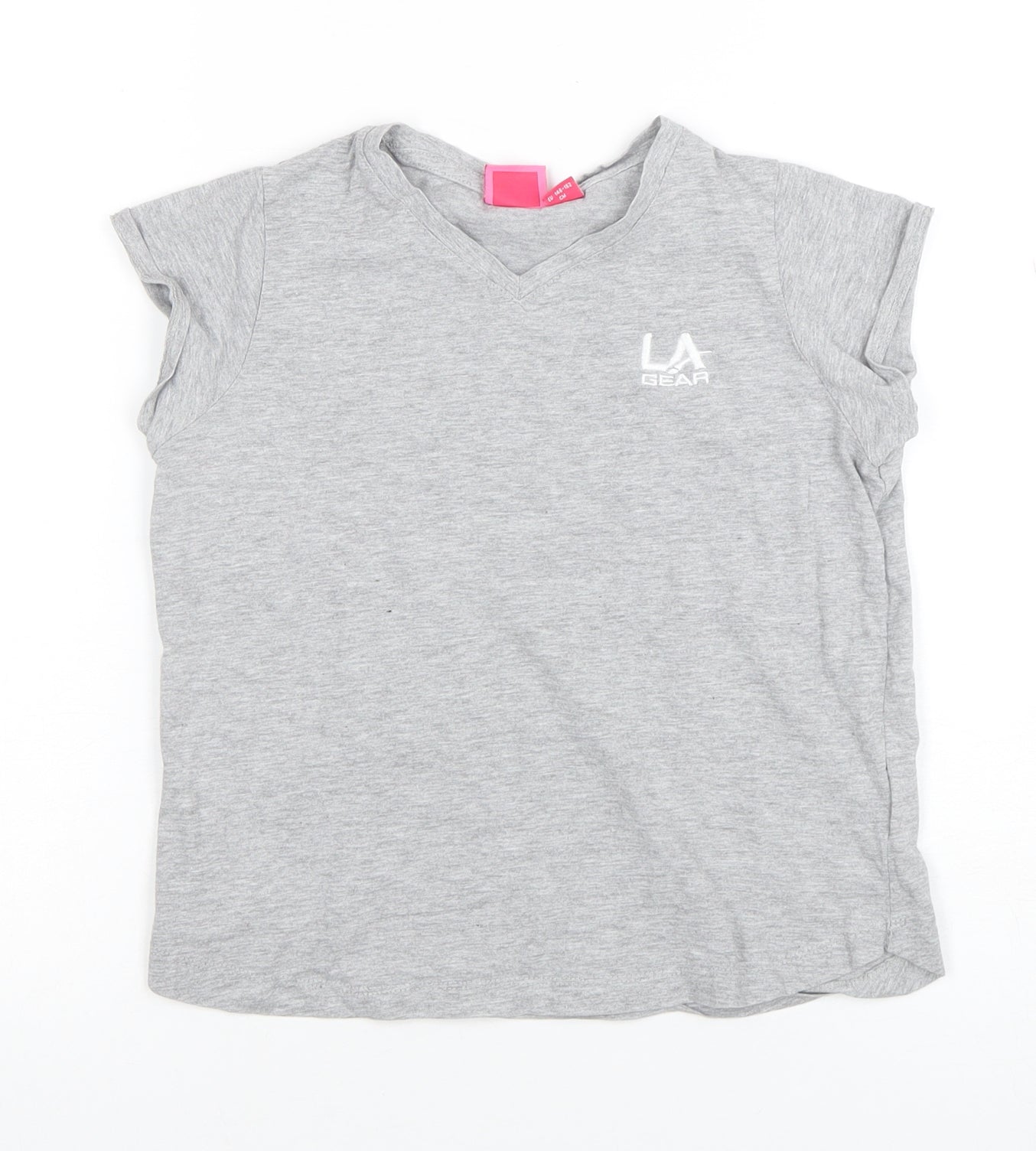 LA Gear Girls Grey V-Neck Short Sleeve Basic T-Shirt 11-12 Years