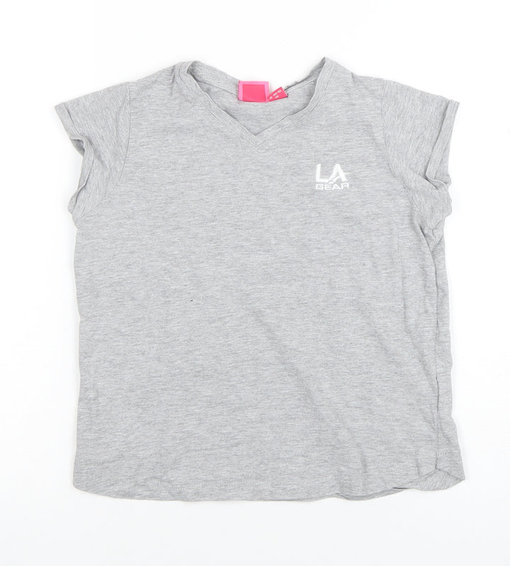 LA Gear Girls Grey V-Neck Short Sleeve Basic T-Shirt 11-12 Years