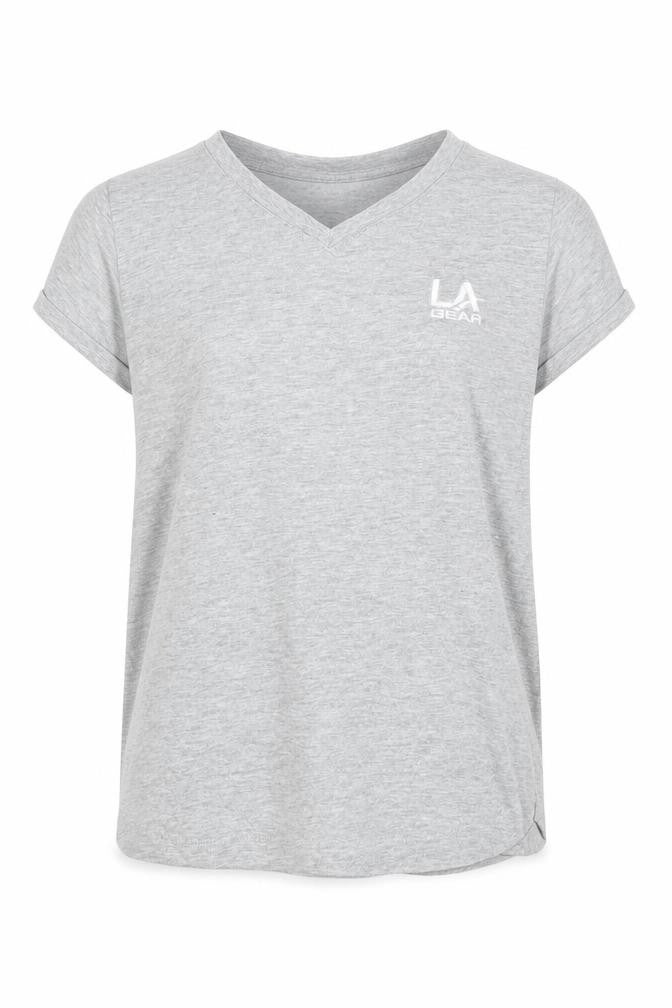 LA Gear Girls Grey V-Neck Short Sleeve Basic T-Shirt 11-12 Years