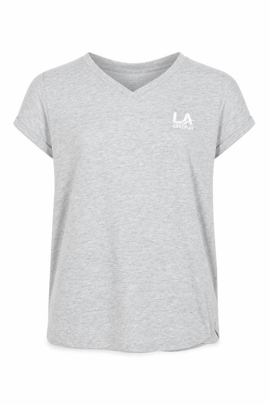 LA Gear Girls Grey V-Neck Short Sleeve Basic T-Shirt 11-12 Years