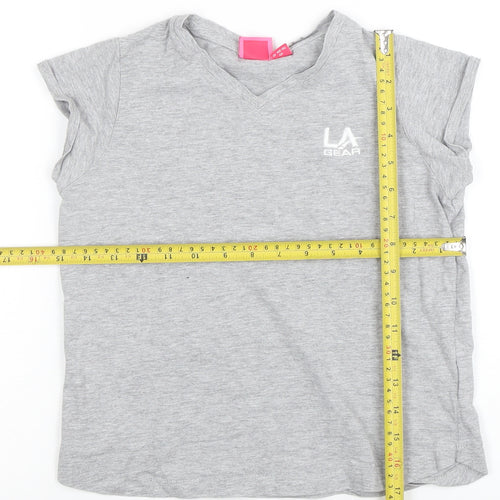 LA Gear Girls Grey V-Neck Short Sleeve Basic T-Shirt 11-12 Years