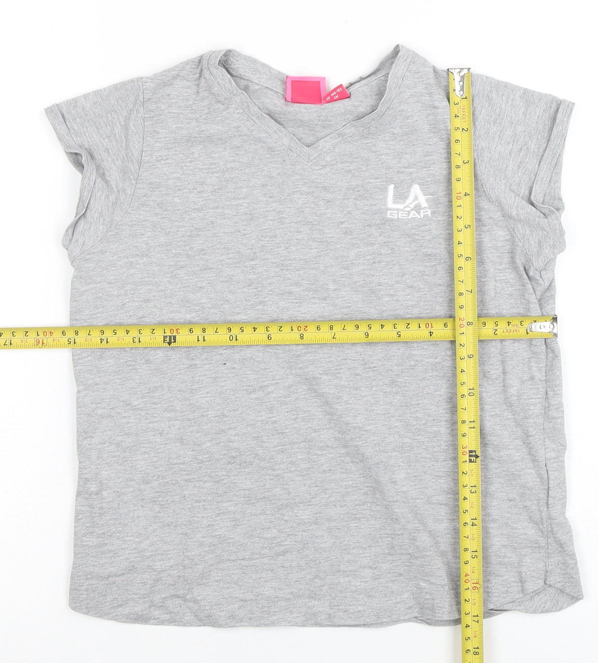 LA Gear Girls Grey V-Neck Short Sleeve Basic T-Shirt 11-12 Years