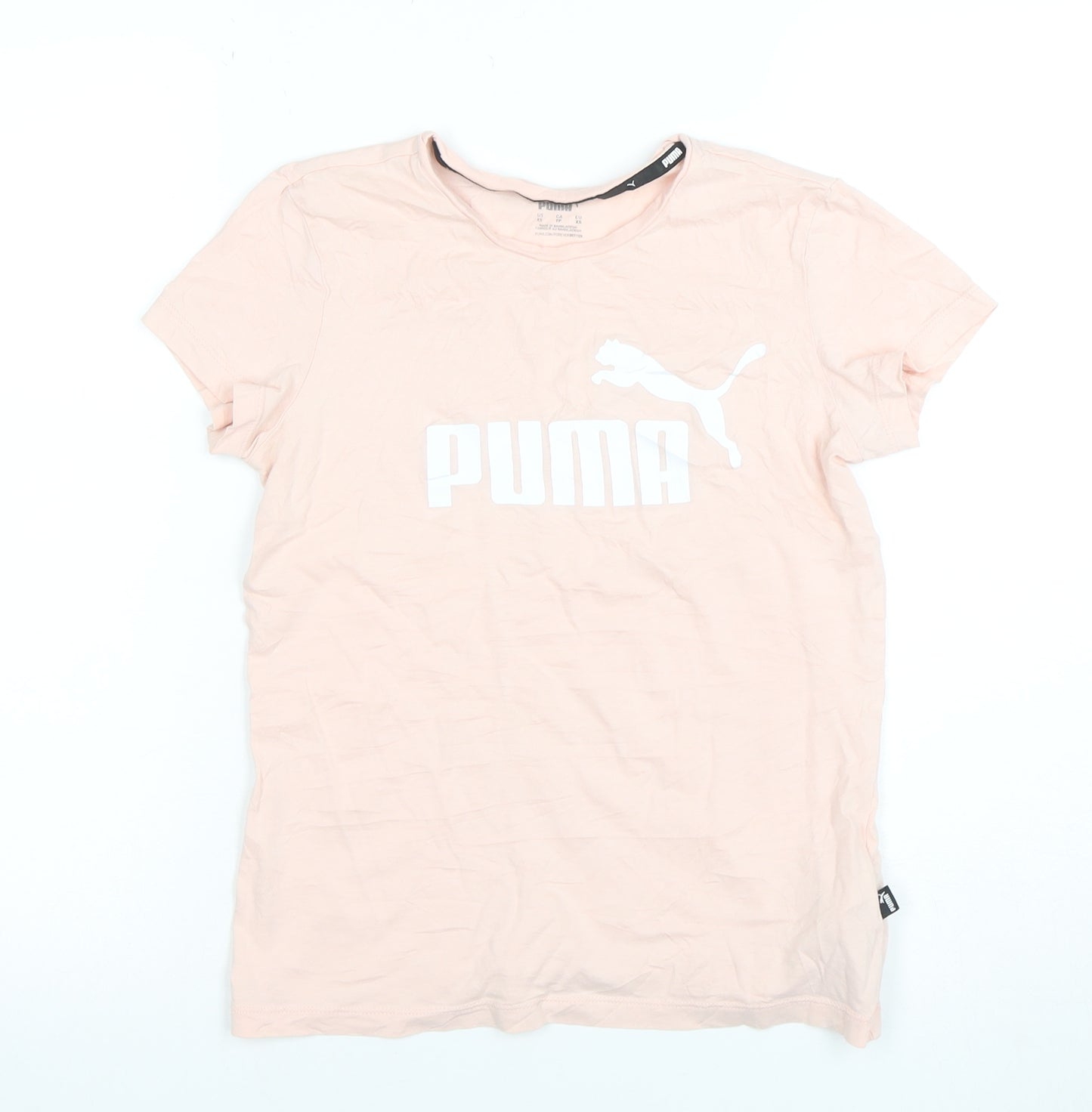 Puma Women's Pink Short Sleeve Classic Cotton Crew Neck T-Shirt XS