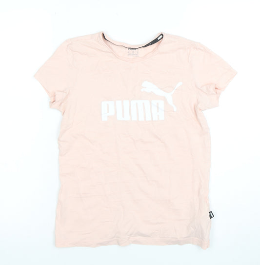 Puma Women's Pink Short Sleeve Classic Cotton Crew Neck T-Shirt XS