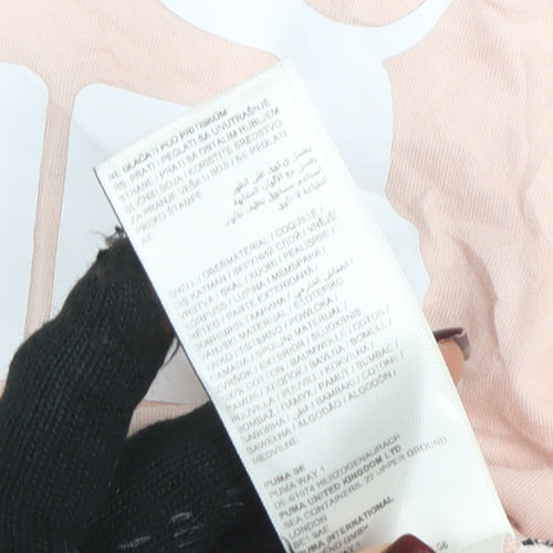 Puma Women's Pink Short Sleeve Classic Cotton Crew Neck T-Shirt XS