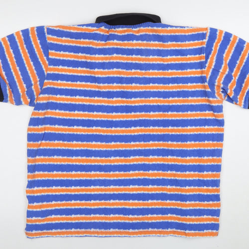 WESC Men's Multicoloured Striped Cotton Polo Shirt XL