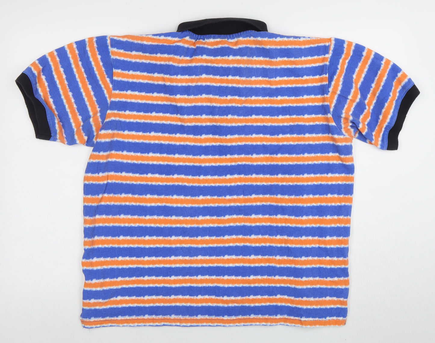WESC Men's Multicoloured Striped Cotton Polo Shirt XL