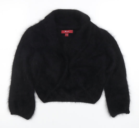 Monsoon Womens Black Angora Blend Collared Cardigan Size 8