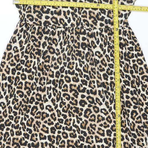 Mamalicious Women’s Beige Leopard Print Maternity Bodycon Dress L