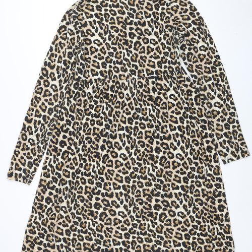 Mamalicious Women’s Beige Leopard Print Maternity Bodycon Dress L