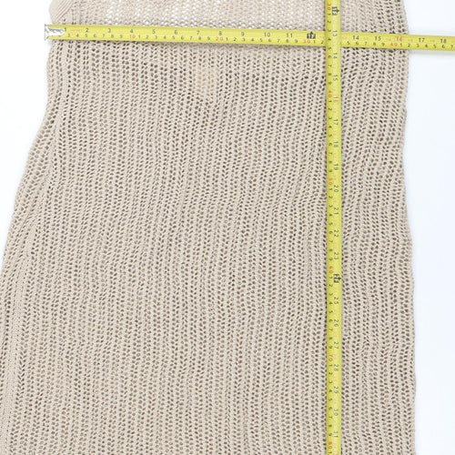 H&M Women Beige XL Halter Knit Slip Midi Dress Lightweight Beachwear