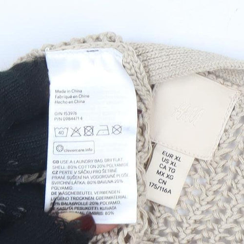 H&M Women Beige XL Halter Knit Slip Midi Dress Lightweight Beachwear