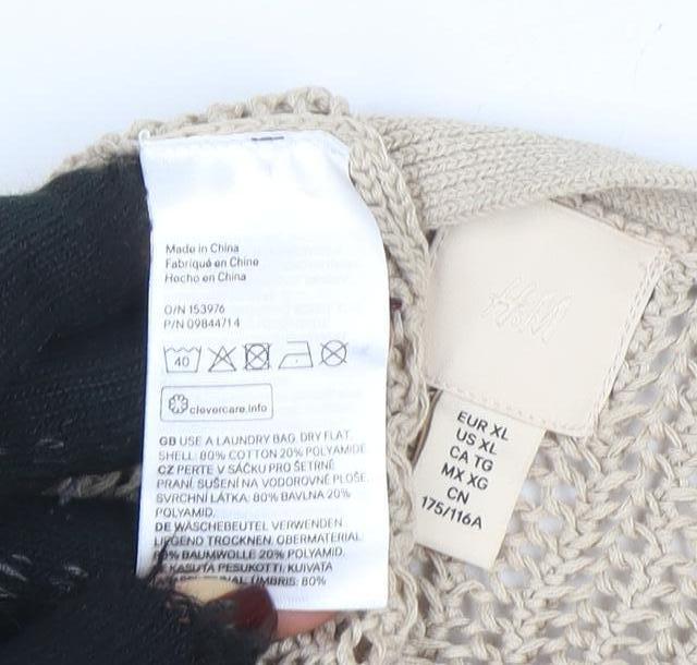H&M Women Beige XL Halter Knit Slip Midi Dress Lightweight Beachwear