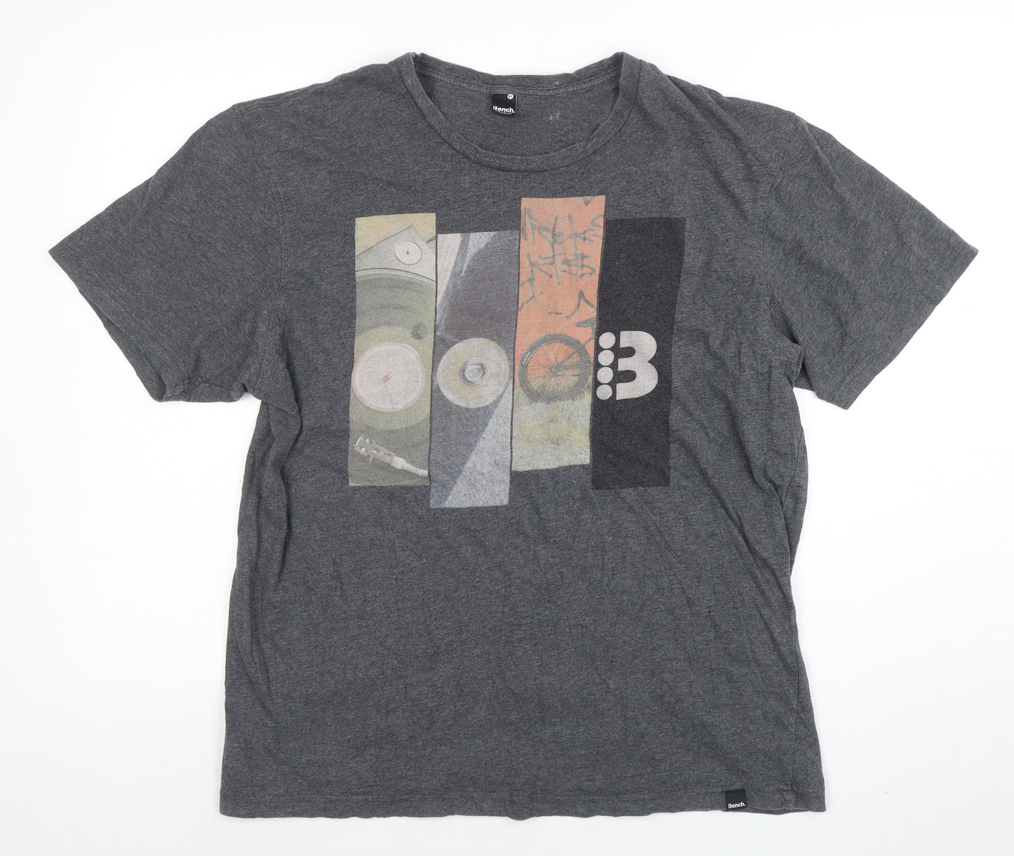 Bench Men's Grey Graphic Print Regular Fit T-Shirt Size XL