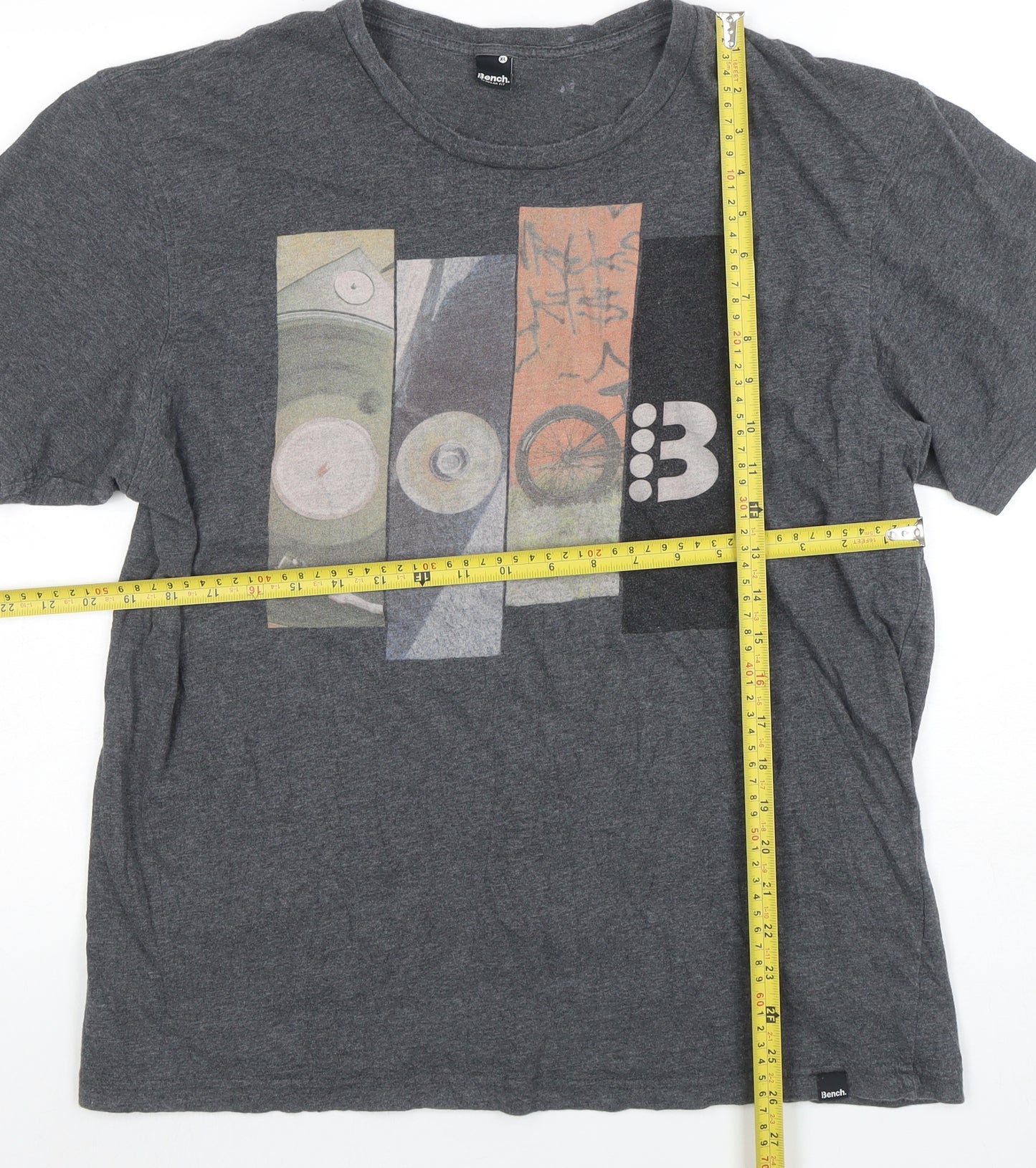 Bench Men's Grey Graphic Print Regular Fit T-Shirt Size XL